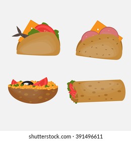 Turkish Fast food, Traditional mediterranean street food, Turkish cuisine vector 