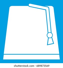 Turkish fez icon white isolated on blue background vector illustration
