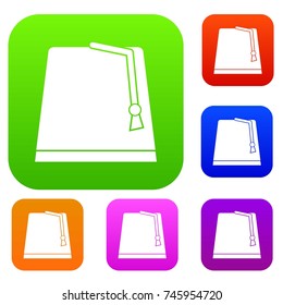 Turkish fez set icon color in flat style isolated on white. Collection sings vector illustration