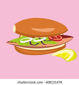 Turkish fish Sandwich Balik Ekmek