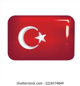 Turkish flag 3D vector stock illustration isolated on white background. The national symbols of the country are a red flag and a month with a star. Volume icon.