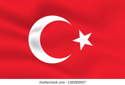 Turkish flag blowing in the wind. Background texture.