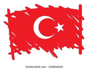 turkish flag brush rectangle illustration vector