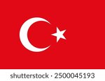 Turkish flag consisting of a crescent moon and a white star on a red background, vector drawing