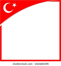 Turkish flag corner symbol square border frame with clean space for your text.