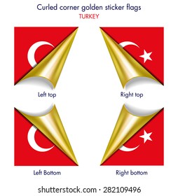 Turkish flag curled golden corner edition