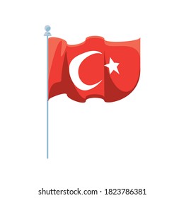 Turkish flag detailed style icon design, Turkey culture travel and asia theme Vector illustration