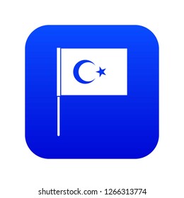 Turkish flag icon digital blue for any design isolated on white vector illustration