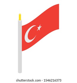 Turkish flag icon. Isometric of turkish flag vector icon for web design isolated on white background