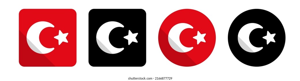 Türkische Flagge Symbol Reihe von verschiedenen Formen. Vektorgrafik.