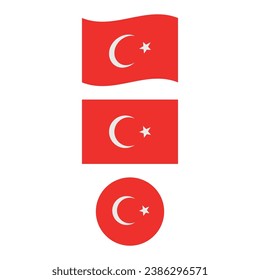 Turkish Flag Icon Set Vector Design.