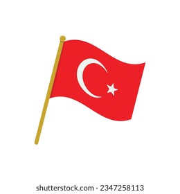 Turkish Flag Icon Vector Design.