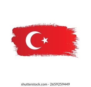 Turkish flag ink splatter flag texture png transparent background. Creative paint brush Turkey flag for independence day