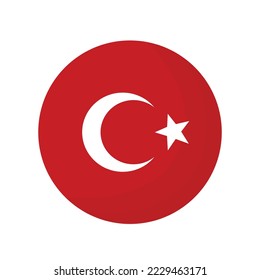 Turkish flag logo emblem in circle shape. Turkish islamic illustration icon concept.