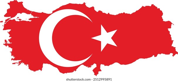 Turkish flag in map form prepared as vector