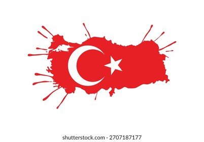 Bandera turca Mapa Pintura Splash Diseño de Vector dinámico