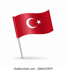 Turkish flag map pointer layout. Vector illustration.