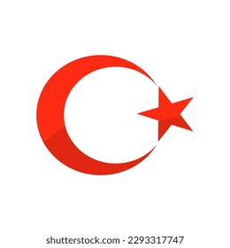 Turkish flag moon and star icon. Vector.