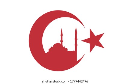 bandera y mezquita turca - türk bayrağı ve cami