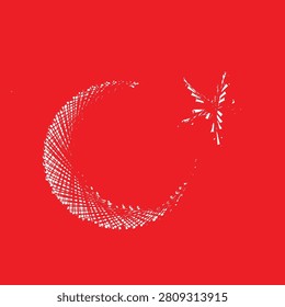 Turkish flag, national flag of Türkiye, Turkish flag in red and white with crescent moon and star. Vector illustration.