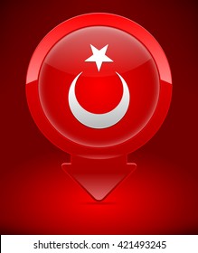Turkish Flag and Navigation Pin Icon