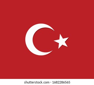 Turkish flag on red background