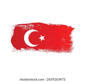 Türkische Flagge mit Farbspritzer-Textur. Kreativer Pinselstrich für Türkei Unabhängigkeit Tag png transparenter Hintergrund. Türkiye 29. August.