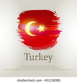 Turkish flag painted abstract colorful brush strokes - vector illustration