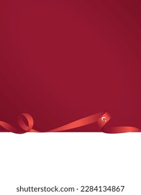 Turkish flag ribbon. Turkish flag banner for the national holiday. Vector illustration.