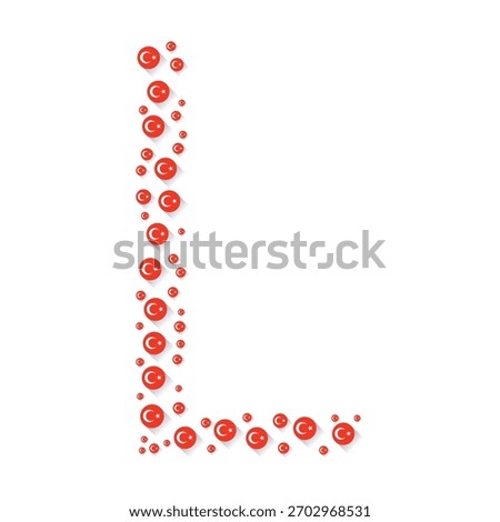 Turkish Flag Round Icon Border and Frame Vector. L-Shape Layout with Long Shadow Flat Design Style. National Day Celebration, Document, or Certificate Template.