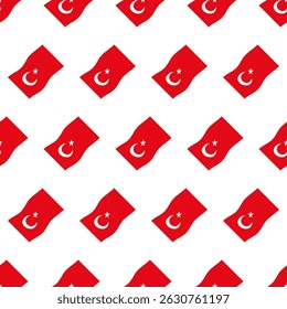 Turkish Flag Seamless Pattern on a White Background