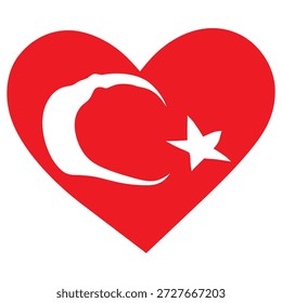 Turkish flag in the shape of a heart