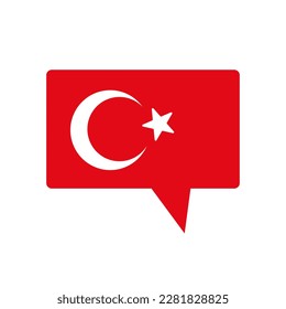 Turkish flag speech balloon icon. Vector.