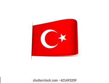 Turkish Flag Symbol. Sticker Concept.