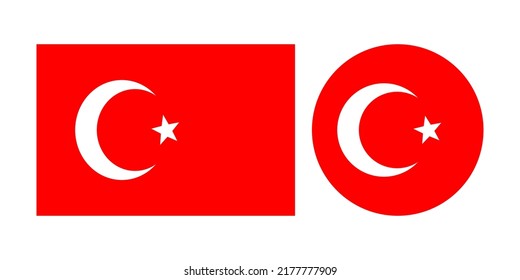 Turkish flag. Turkey icon in a circle. Region emblem vector button.
