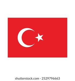 Turkish flag vector on white background.