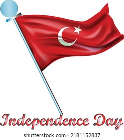 Turkish flag waving vector shape red color with moon and star for independence day of turkey 
