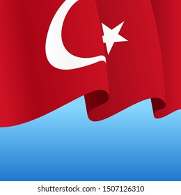 Turkish flag wavy abstract background. Vector illustration.