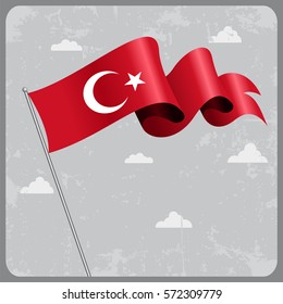Turkish flag wavy abstract background. Vector illustration.