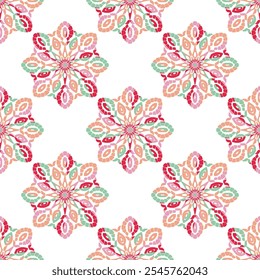 Turkish flat mandala motif colorful seamless pattern with luxury floral ornament 