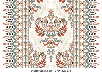 Patrón floral turco en el fondo blanco, Ilustración vectorial, patrón floral de Ikat, patrón oriental étnico de Ikat tradicional, estilo barroco, elegante background.design para textura, tela, ropa, impresión