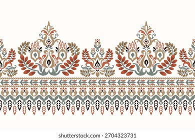 Patrón floral turco sobre fondo blanco, Ilustración vectorial, patrón floral Ikat, patrón oriental étnico Ikat tradicional, estilo barroco, elegante background.design para textura, tela, ropa, impresión.