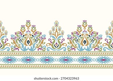 Patrón floral turco sobre fondo blanco, Ilustración vectorial, patrón floral Ikat, patrón oriental étnico Ikat tradicional, estilo barroco, elegante background.design para textura, tela, ropa, impresión.