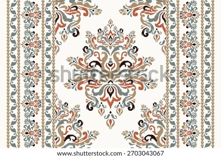 Turkish floral pattern on white background,Vector illustration,Ikat floral pattern,Ikat ethnic oriental pattern traditional,baroque style,elegant background.design for texture,fabric,clothing,print,carpet.