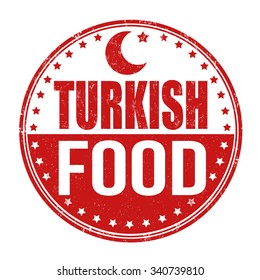 Turkish food grunge rubber stamp on white background, vector illustration