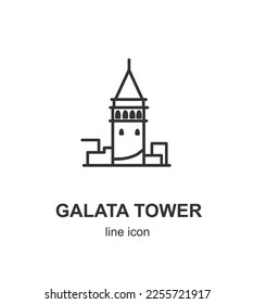 Türkischer Galata Tower Schild Black Thin Line Symbol Emblem Konzept. Vektorgrafik der Architektur Istanbul Landmark