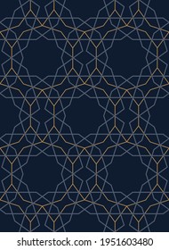 Turkish, geometric, dark, seamless pattern. Linear ornament for decoration. Vector illustration