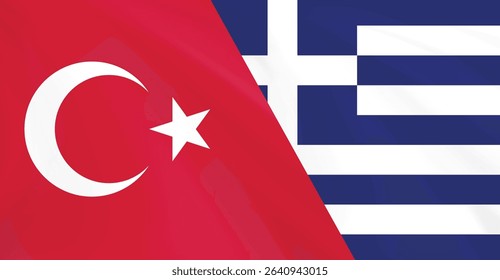 Turkish and Greek flag. Images for illustrative news site.