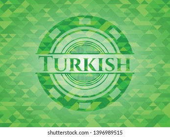 Turkish green mosaic emblem. Vector Illustration. Detailed.