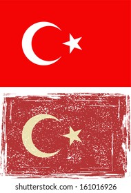 Turkish grunge flag. Vector illustration.
